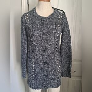 OLD NAVY knit style cardigan button front sweater grey wool blend coastal XS